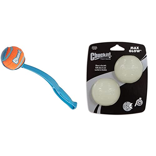 Chuckit! Sport Dog Ball Launcher and Glow in The Dark Balls Bundle for Dogs 20-60 lbs