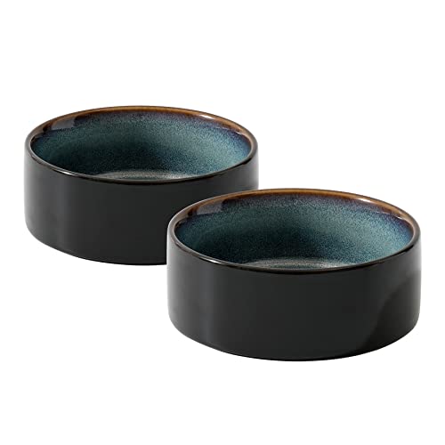 Havniva Cat Bowls Water Bowl Set of Two, 6.1” Ceramic Cat Food and Water Bowl Whisker Friendly Pet Food Bowls for Indoor Cats, Wide Cat Water Dish Prevent Whisker Fatigue Non Slip Cat Feeder - color: 2 x Bowl - Starry Sky, size: 6.1inch