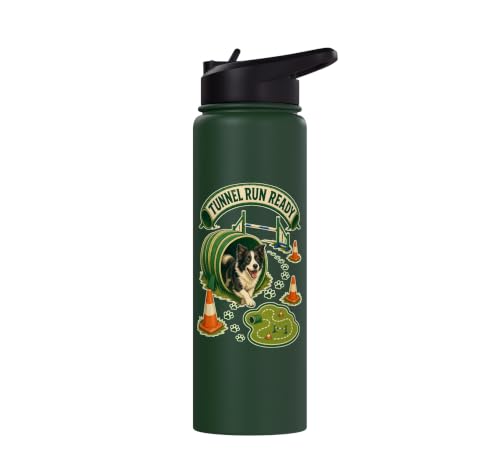 TUNNEL RUN READY Dog Agility Cones Stainless Steel Insulated Water Bottle - color: Dark Green
