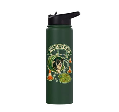 TUNNEL RUN READY Dog Agility Cones Stainless Steel Insulated Water Bottle - color: Dark Green