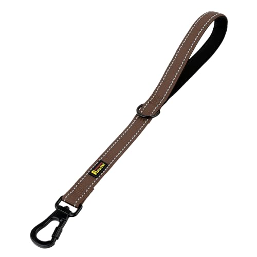 PLUTUS PET Short Training Dog Leash with Padded Handle for Medium Large Dogs,18 Inch Heavy Duty Strong Traffic Leash with Carabiner Clip for Climbing Walking or Guiding Blind(18”，Chocolate) - color: Chocolate, size: 18 Inch (Pack of 1)