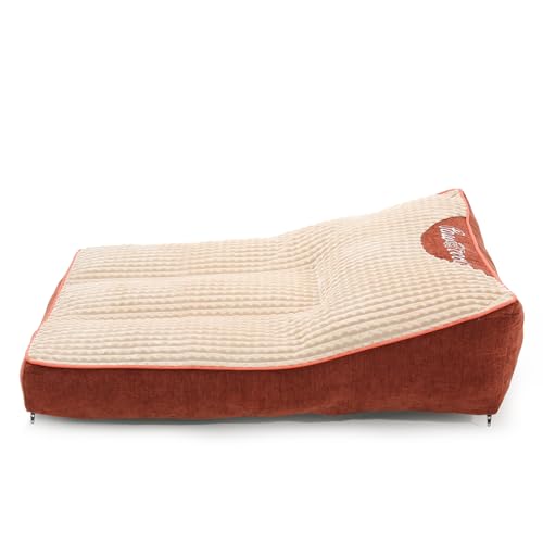 Dog Beds Large Sized Dog - Comfy Flat Pet Beds with Removable Washable Cover, Orthopedic Foam Puppy Mat with Pillow Suitable for Pet Up to 65 lbs(36''×24''×5'') - size: 36''×24''×5''