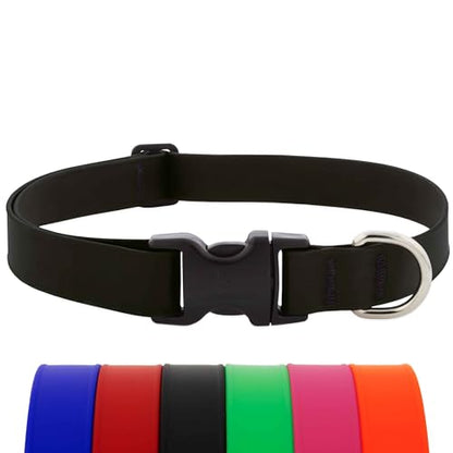 LupinePet Waterproof Splash Dog Collar, Jet Black, 1-inch Wide, adjusts 16-28", Made with BioThane - color: Jet Black, size: Large: Adjusts from 16 to 28 in, 1-in wide