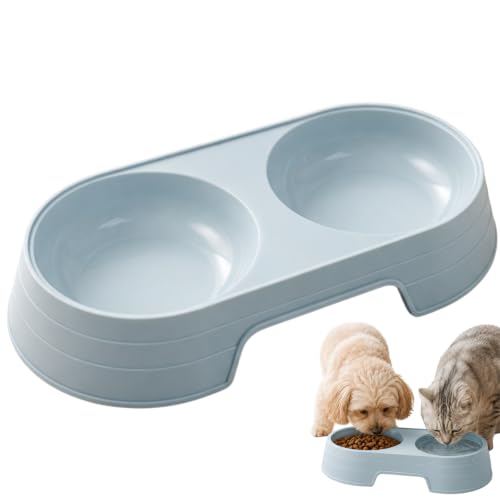 Pet Food and Water Bowl, Double Feeding Bowls, Small Grey, for Cats and Small Dogs, Portable Pet Accessories - color: Grey