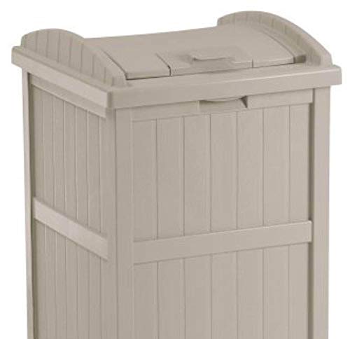 Suncast 30-33 Gallon Deck Patio Resin Garbage Trash Can Hideaway, Taupe (4 Pack) - color: Taupe, size: 4 Pack
