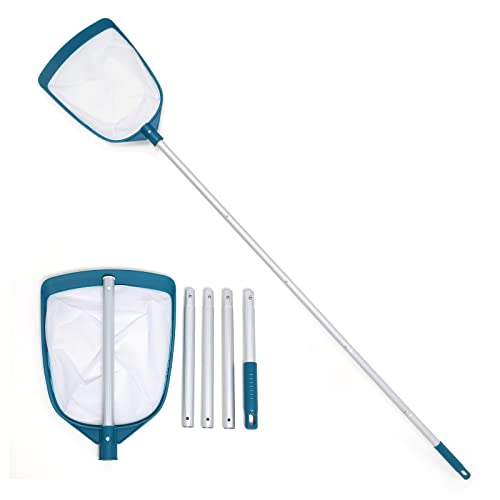 POOLWHALE Upgrades Swimming Pool Leaf Net Skimmer Rake with Adjustable Aluminum Pole and Nylon Medium Fine Mesh for Cleaning Swimming Pools, Hot Tubs, Spas and Fountains - size: Pool Skimmer with Pole
