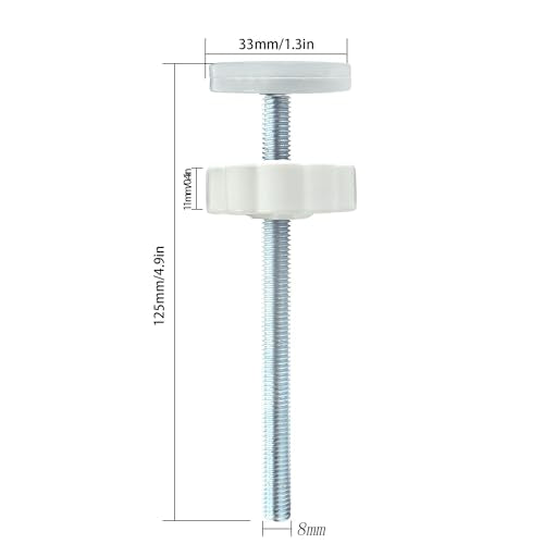 Baby Gate Extender Extention-4 Pack M8 (8MM) Baby and Pet Safety Stair Gate Threaded Spindle Rods Replacement Parts Bundle with Wall Protector (Round-White-4 Pack)