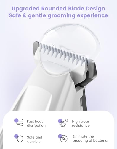 PAPMINI Dog Paw Trimmer with LED Light, 35dB Low Noise Paw Trimmers for Dog's Feet, 2 Speed Safety Electric Dog Clippers for Grooming, Rechargeable Cat Shaver for Paws, Ears, Face, Rump (White) - color: White