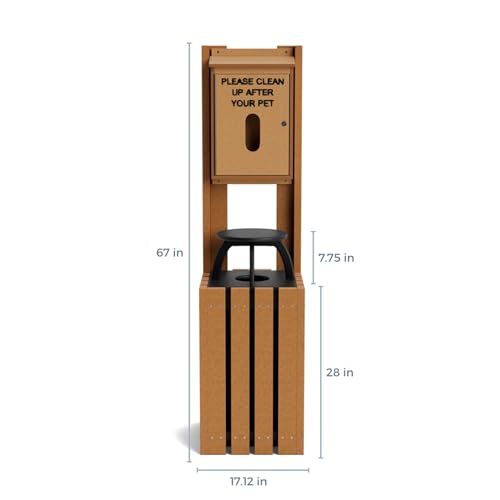 Pet Waste Station for Dog Parks, Trails & Public Spaces | Made of Highly Durable Recycled Wood | Weatherproof with Lock Box and Rain Cover - Cedar - color: Cedar