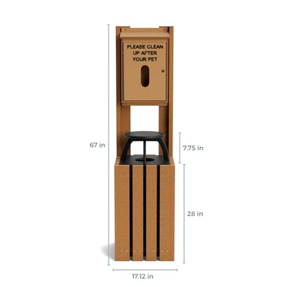 Pet Waste Station for Dog Parks, Trails & Public Spaces | Made of Highly Durable Recycled Wood | Weatherproof with Lock Box and Rain Cover - Cedar - color: Cedar