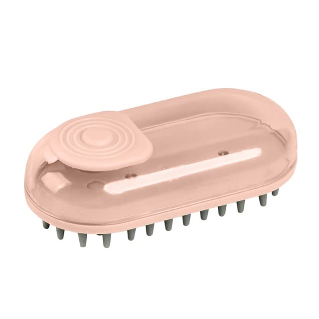 Dog Bath Brush Pet Grooming Soothe Massage With Shampoo Dispenser Soft Silicone Bristle For Short Haired Cat Shower(Pink) - color: Pink