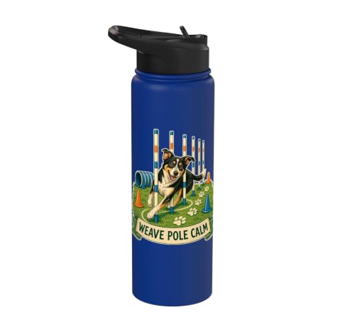 WEAVE POLE CALM Dog Agility Course Stainless Steel Insulated Water Bottle - color: Royal Blue