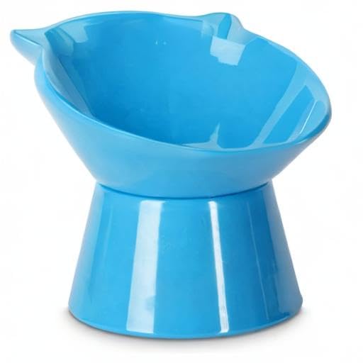 Detachable Elevated Cat Bowls, 15° Tilted Raised Cat Food Bowl Anti-Vomiting,Whisker Friendly, Adjustable Large Cat Dishes Extra Wide for Protecting Spine, Adult Kitten (Blue) - color: Blue