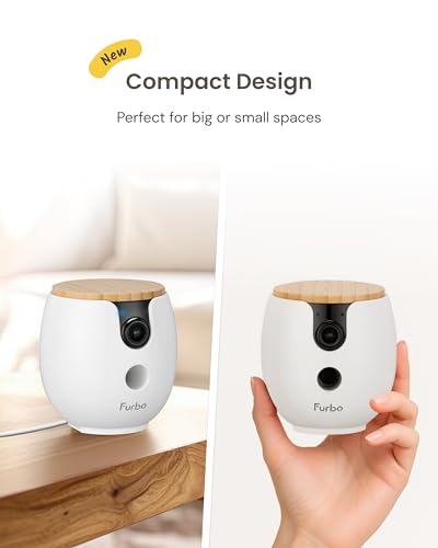Furbo Mini 360° 2K QHD Pet Camera: Basic See, Talk & Toss Features, No AI Alerts, No Subscription Required, Dog & Cat Rotating Treat Dispenser w/Phone App, Smart Indoor Cam, 2-Way Audio & Night Vision - style: Mini 360° Camera