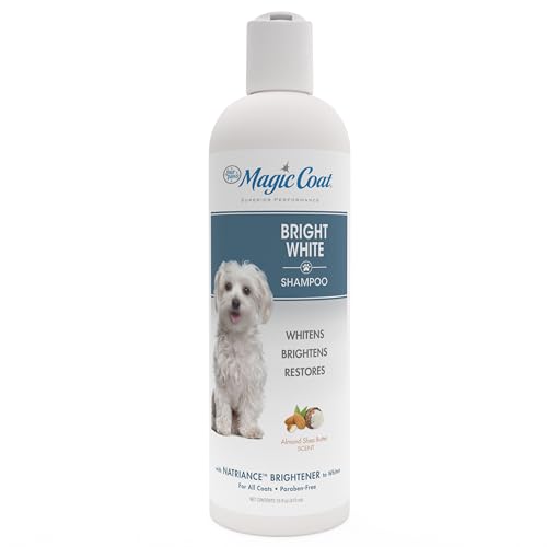 Four Paws Magic Coat Bright White Whitening Shampoo for Dogs with Natriance Brightener, Brightening Dog Wash, Removes Tear Stains, Almond Shea Butter Scent, 16 Ounce - size: 16 Ounces (1 Count), style: Bright White Dog Shampoo