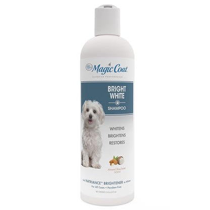 Four Paws Magic Coat Bright White Whitening Shampoo for Dogs with Natriance Brightener, Brightening Dog Wash, Removes Tear Stains, Almond Shea Butter Scent, 16 Ounce - size: 16 Ounces (1 Count), style: Bright White Dog Shampoo