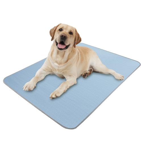 Buvlnee Summer Dog Cooling Mat Washable Ice Silk Self Cool Pad for Small Medium Large Dogs and Cats, Pet Sleeping Pad for Crate, Bed, Indoor & Outdoor Floor, Car Seats - color: Blue, size: 40x28in