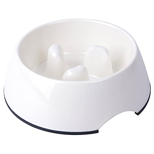 Super Design Slow Feeder Dog Bowl, 1 Cup, Nonslip, Heat-Resistant, Sturdy, Suitable for Small to Medium Sized Dogs - color: White, size: M