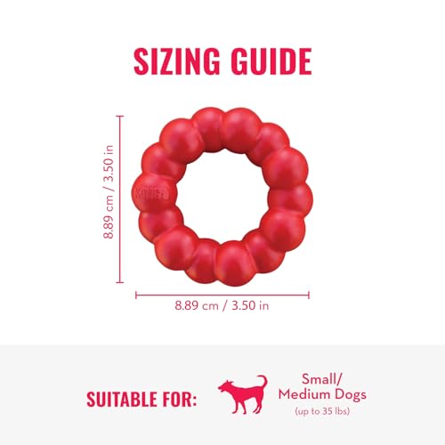 KONG Ring - Natural Rubber Ring Toy for Healthy Chewing Habits - Chew Toy Supports Dog Dental Health - Dog Toy Supports Instincts During Playtime - for Small/Medium Dogs - size: Small (Pack of 1)