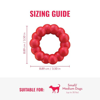KONG Ring - Natural Rubber Ring Toy for Healthy Chewing Habits - Chew Toy Supports Dog Dental Health - Dog Toy Supports Instincts During Playtime - for Small/Medium Dogs - size: Small (Pack of 1)
