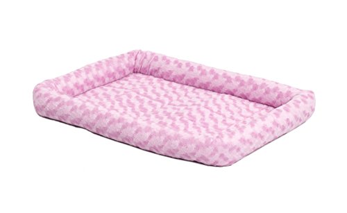 MidWest Homes for Pets QuietTime Fashion XXS Dog Bed - Pink Faux Fur Bolster, Ultra-Soft and Machine Washable, Fits 18-Inch Crates and Carriers, for Small Dogs and Cats - color: Pink, size: 18 Inch