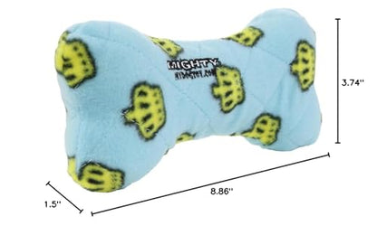 MIGHTY Tuffy Bone Dog Toy: Ultra Durable Plush Toy with Multiple Layers & Reinforced Seams, Washable and Floats, Vinyl Bone & Fleece - color: Blue Medium Bone