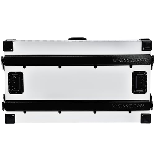 K9 Kennel Boss Aluminum Collapsible Dog Crate, Heavy Duty Folding Kennel - Medium-Long (White) - color: White, size: 40.6"L x 25.2"W x 28.9"H