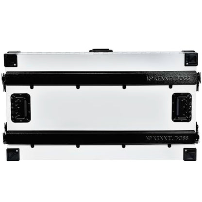 K9 Kennel Boss Aluminum Collapsible Dog Crate, Heavy Duty Folding Kennel - Medium-Long (White) - color: White, size: 40.6"L x 25.2"W x 28.9"H