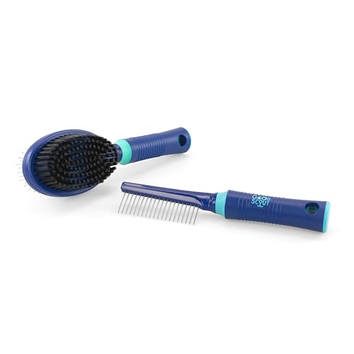 Good Scout 2-Piece Deshedding Tool Set with Comb & Soft Bristle Brush, Best Deshedding Tool for Dogs & Cats, Gentle, Safe & Effective Grooming Tool for Short or Long Haired Animals - style: Comb & Bristle Brush