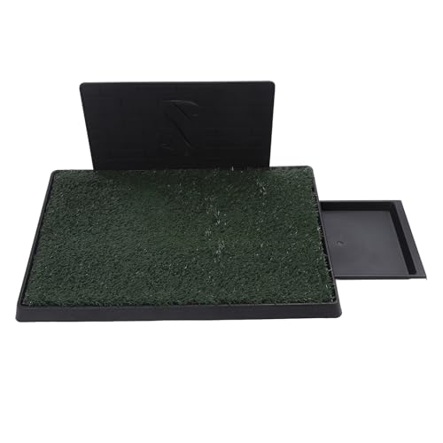 Dog Grass Pee Pads, Reusable Artificial Grass Potty Tray with 3 - Layer Drainage System, Easy to Clean Indoor Puppy Training Mat for Small Dogs, Includes Baffle and Tray (Large Size with Baffle) - size: Large Size with Baffle