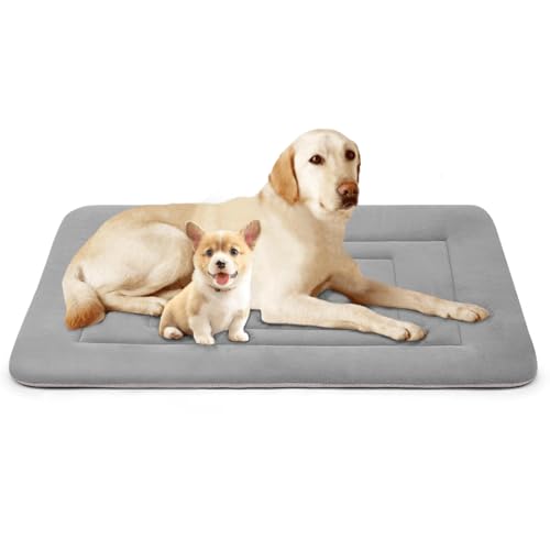 Dog Bed Soft Dog Crate Bed Pad Mat, 48 in Non Slip Bottom Washable Beds for Extra Large Dogs, Pet Bed Mattress Kennel Pad, Clay Gray - color: Clay Gray, size: 48.0"L x 30.0"W x 1.2"Th