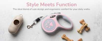 Retractable Dog Leash for Small Medium Dogs One-Click Brake & Lock Anti-Slip Ergonomic Handle 360° Tangle-Free Zinc Alloy Hook Durable ABS Casing-9.84feet Pink - color: Pink, size: 1