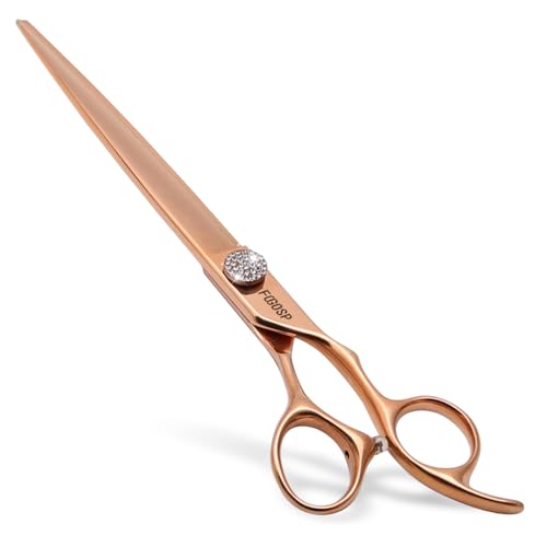 Rose Gold Titanium Professional 8'' Straight Dog Grooming Scissors Long Large Grooming Shears for Dogs Pet Japan 440C Right Handed Dog Hair Cutting Scissors for Poodle(8,Straight) - size: 8 inch, style: Straigth Shears