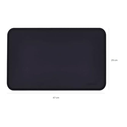 Amazon Basics Waterproof Non-Slip Silicone Pet Feeding Mat with Raised Edges for Food and Water Bowls, Easy to Clean Pet Placemat to Protect Floors, 18.5" x 11.5", Black - color: Black, style: 18.5" x 11"