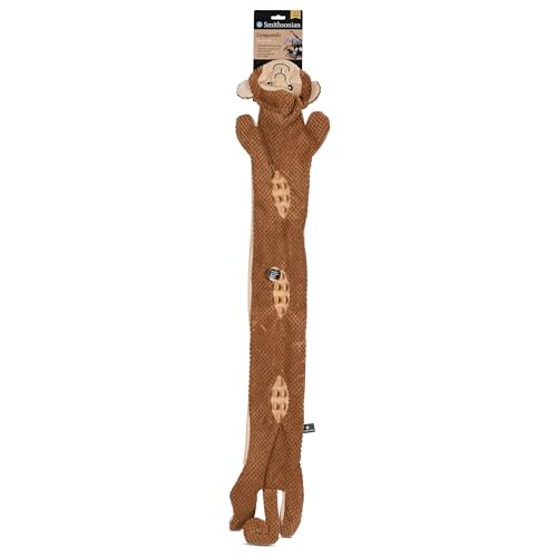 Smithsonian Longamals Monkey Plush Dog Toy – 40" Crinkle & Squeaky, Stuffing-Free Interactive Tug Toy for Medium & Large Dogs - color: Monkey, size: 40"