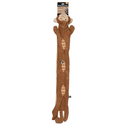 Smithsonian Longamals Monkey Plush Dog Toy – 40" Crinkle & Squeaky, Stuffing-Free Interactive Tug Toy for Medium & Large Dogs - color: Monkey, size: 40"