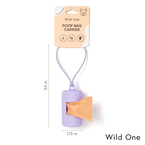 Wild One Dog Poop Bag Holder and Dispenser with Leash Attachment, Leak Proof, Easy Twist Top for Refills, Includes 1 Roll Poop Bags, Navy - color: Navy, size: Dispenser + 10 Bags