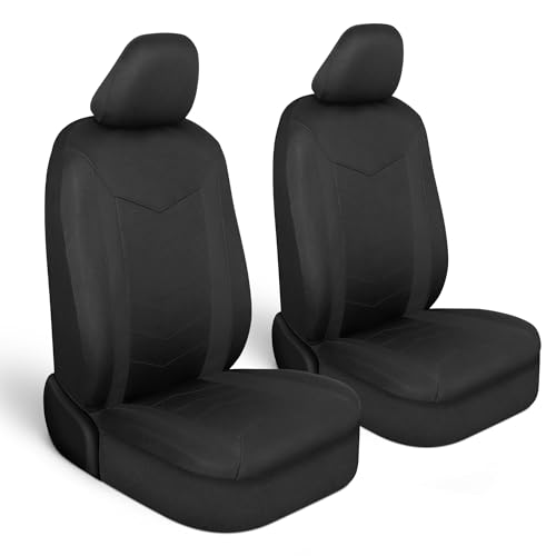 Motor Trend SpillGuard 2 Black Seat Covers for Cars & Seat Covers for Trucks - Neoprene Lining Waterproof Car Seat Covers Front Seats Only - SUV Seat Covers Protector - Forros para Asientos de Carro - color: Front Seats - Black