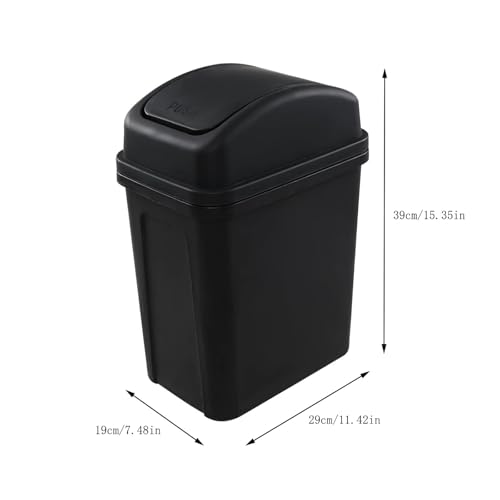 Bathroom Trash Can with Lid ,5.5 Gallons, Plastic Garbage Can with Lid, Waste Basket,trash Bin,garbage Bin ,dog Proof Trash Can for Office, Bathroom, Kitchen, Living Room, Bedroom, Outdoor, Dorm - color: Black