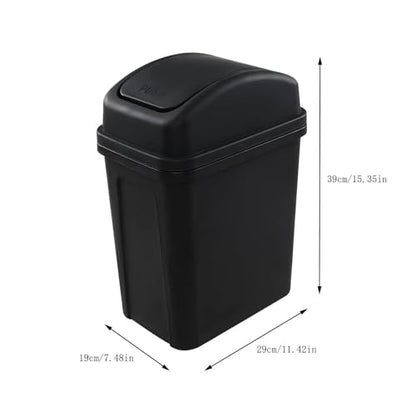 Bathroom Trash Can with Lid ,5.5 Gallons, Plastic Garbage Can with Lid, Waste Basket,trash Bin,garbage Bin ,dog Proof Trash Can for Office, Bathroom, Kitchen, Living Room, Bedroom, Outdoor, Dorm - color: Black