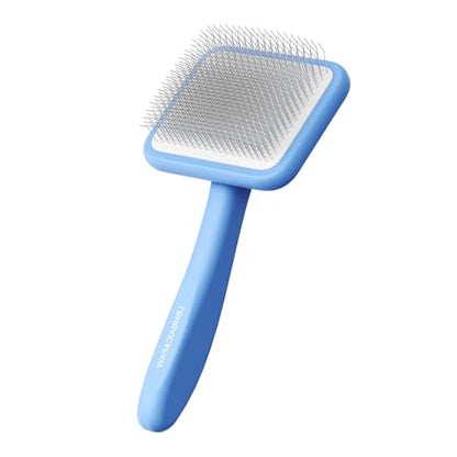 Dog Slicker Brushes for Poodles,Doodles,Goldendoodles,Bernedoodle.Dog Brushes for Thick Long Curly Fur Deshedding,Fluff,Grooming.Remove Loose Fur Quick Easy.Long Pin Slicker Brush.Wooden(Large) - color: Blue
