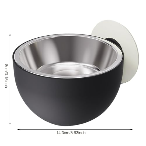 Elevated Cat Bowls - Elevated Pet Bowl Magnetic Dog Food Bowls, Cat Serve Ware | Black, White, Stainless Steel + PP Wall Mount Raised Puppy Food Bowl Dishwasher Safe for Pets Feeding - color: Black