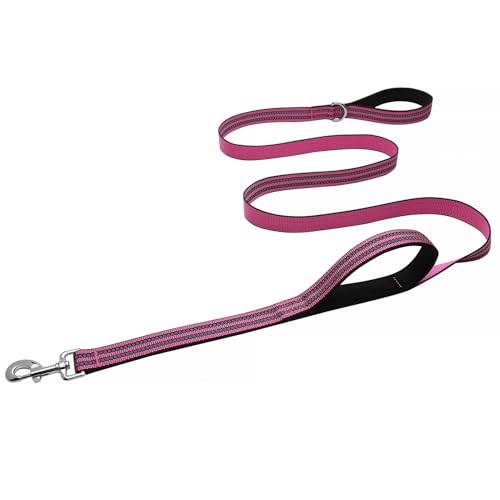 Hikiko Heavy Duty Dog Leash Strong Two Padded Soft Handles Dog Leash for Medium and Large Dogs (Pink,4FT) - color: Pink, size: 1 in x 4 ft