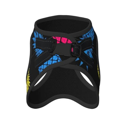 Breathable Reflective Dog Harness, Upside Down Pineapple Pink Yellow Blue, Double Strap No Choke Vest, Perfect for Hot Weather Walking with Medium Dogs - color: Style (524), size: Large