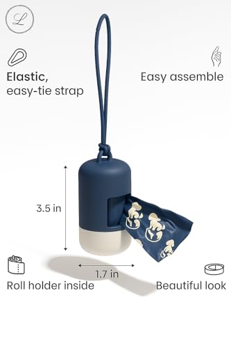 Dog Poop Bag Holder [2-Pack] | With 30 Extra-thick Dog Bags for Poop | Waste Bag Dispenser with Premium Soft-Touch Coating | Enlarged Dispense Opening, Stylish Color-Block Design (Arctic Midnight) - color: Arctic Midnight