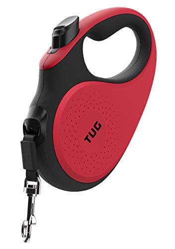 TUG 360° Tangle-Free Retractable Dog Leash with Anti-Slip Handle | 16 ft Strong Nylon Tape | One-Handed Brake, Pause, Lock (Large, Red) - color: Red, size: Large
