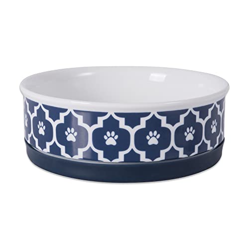 Bone Dry Lattice Collection Pet Bowl & Canister, Single Dish, Medium 6x2", Nautical Blue - color: Nautical Blue, size: Medium Single Dish, 6x2"