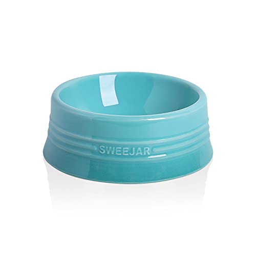Sweejar Gradient Dog Bowl, Ceramic Dog Food Dish for Medium Dogs and Cat, Porcelain Pet Bowl for Food and Water 18 oz (Gradient Blue) - color: Gradient Blue, size: Medium (18oz)