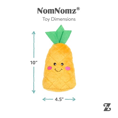 ZippyPaws NomNomz - Dog Squeaky Toys to Keep Them Busy, Funny Food Plush for Small & Medium Dogs, Cute Stuffed Puppy Toy, Pet Products, Gift for Dogs of All Breeds, Soft and Cuddly - Pineapple - color: Pineapple