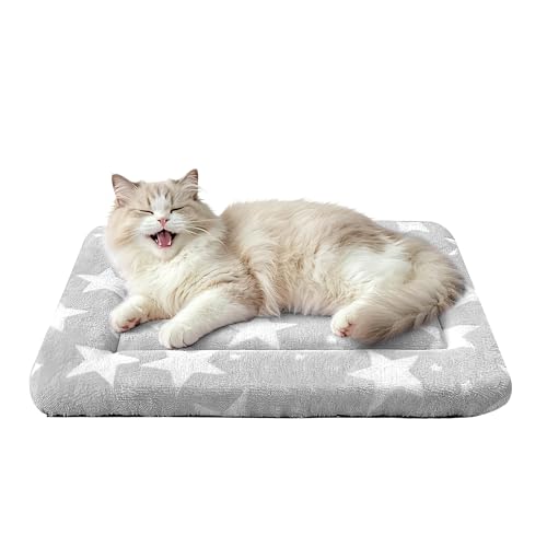Dog Bed Mat – Soft & Comfortable Dog Kennel Pad for Crate – Durable Crate Bed & Mat for Dogs & Cats – Ideal for Crate, Kennel, and Home Use (Big&Little Stars Grey, XS(18"*14"*1.5")) - color: Big&Little Stars Grey, size: XS(18"*14"*1.5")